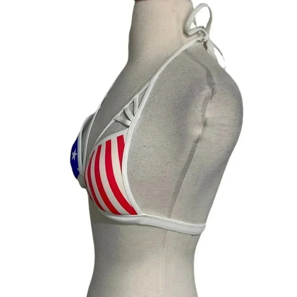 Pink VS XS(AA-B) push up caged patriotic flag design padded bikini top - Picture 3 of 7